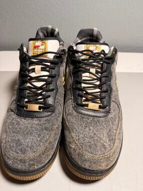 Nike Air Force 1 Low Denim Camo Swoosh Plaid Lining Men’s Size 11.5 Black Gum